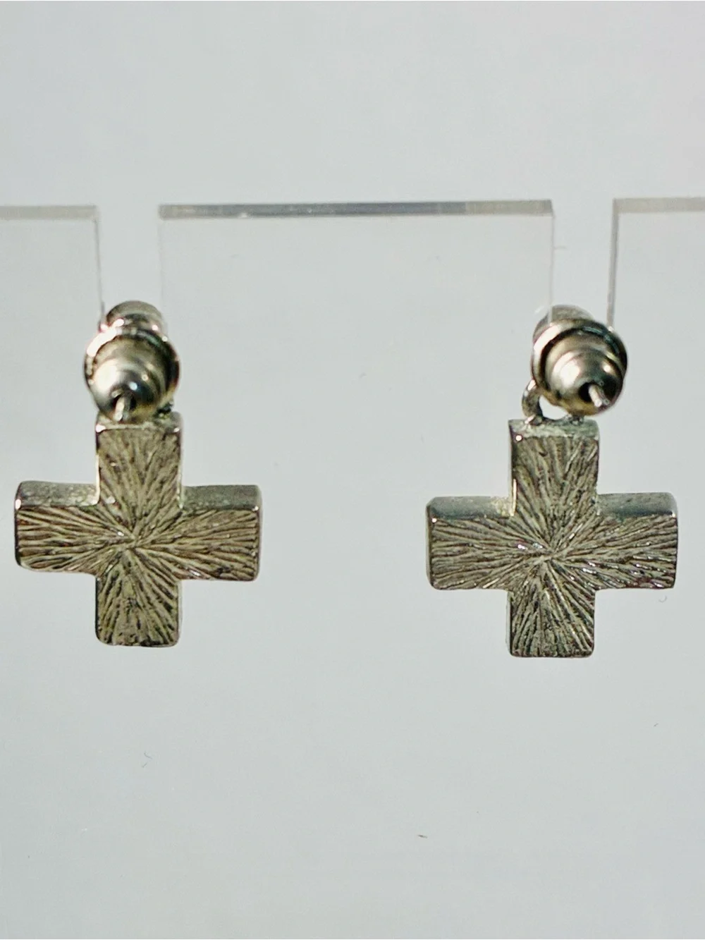 Turquoise Blue Statement Dangling and Dainty Cross Earrings Set Lot of 2 Casual